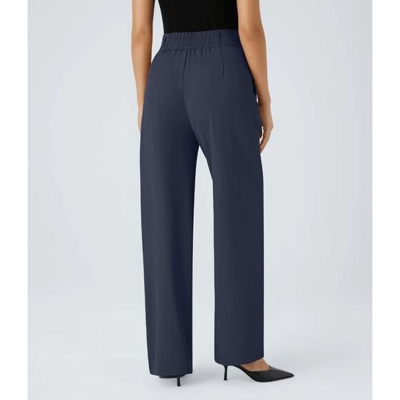 NWT Size XL Halara High Waisted Button Zipper Side Pocket Shirred Straight Leg W - Picture 2 of 2